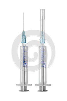 Two component medical syringe two milliliters