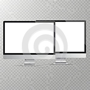 Two computer monitors isolated on white background isolated on white background
