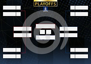 Two conference tournament bracket for 8 team or player on dark background