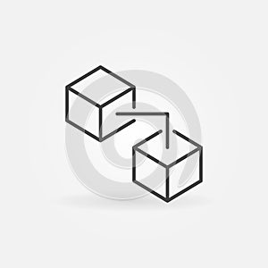 Two Connected Blocks - Blockchain Technology linear vector concept icon