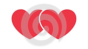 Two Connected Hearts Icon - Love, Romance, Partnership, Valentine vector design Generative AI
