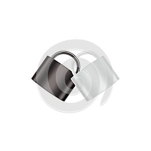 Two connected padlocks in black and white design