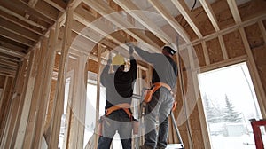 Two Construction Workers Installing a Window Frame