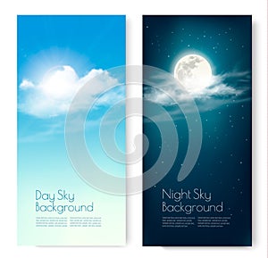 Two contrasting sky banners - Day and Night. photo