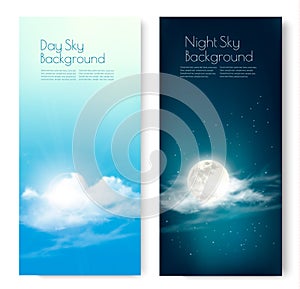 Two contrasting sky banners - Day and Night. photo