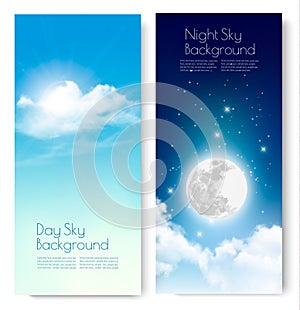 Two contrasting sky banners - Day and Night. photo