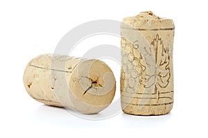 Two corks from wine bottles