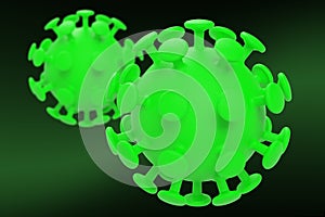 Two Coronavirus green. 3d render