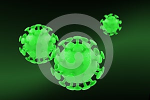 Two Coronavirus green. 3d render