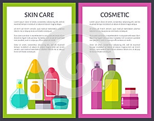 Two Cosmetic Skin Care Banners Vector Illustration