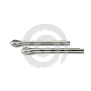 two cotters pins to ensure the bolt and other connections. isolated on white.