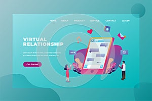 Two couples still connected using virtual relationship technology - Love & Relationship Web Page Header Landing Page Template