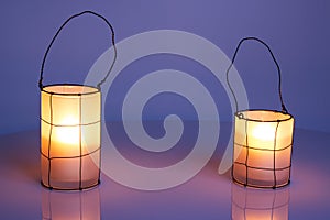 Two cozy lanterns in twilight