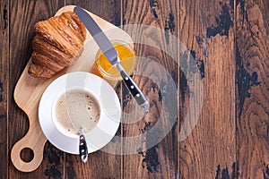 Two croissant and coffee - classical french breakfast