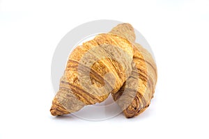 two croissant on white background