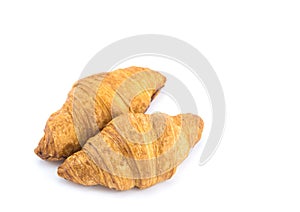 two croissant on white background