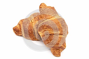 Two croissants isolated on a white background