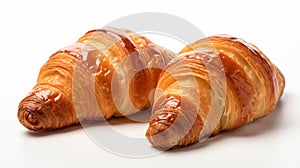 Delicious Croissants With Guava Jam - Closeup Steaming Bread photo