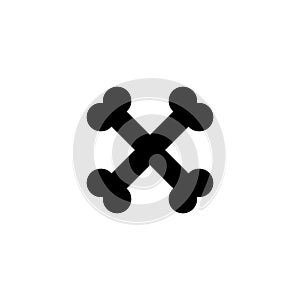 Two crossbones icon. Crossed bones. Silhouette. Isolated vector illustration.