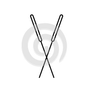 Two crossed acupuncture needles. Linear icon of chinese therapy. Black illustration of alternative medicine and reflexology.