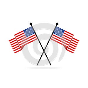 Two crossed american flags. Vector illustration.