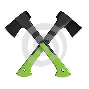 Two crossed axe on the white background