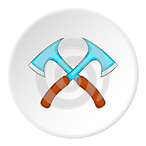 Two crossed axes icon, cartoon style