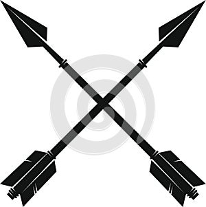 Two crossed black arrows for archery on white background