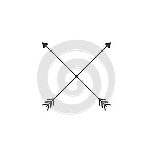 Two crossed bow arrows. Stock vector illustration isolated on white background