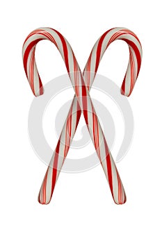 Two crossed candy canes on white