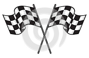 two crossed checkered flags