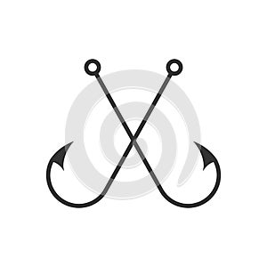 Two crossed fish hooks graphic icon