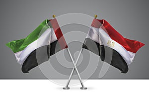 Two Crossed Flags of Egypt and UAE