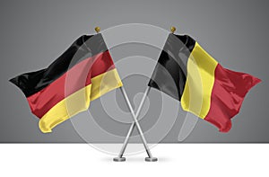 Two Crossed Flags of Germany and Belgium