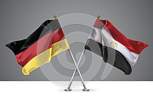 Two Crossed Flags of Germany and Egypt