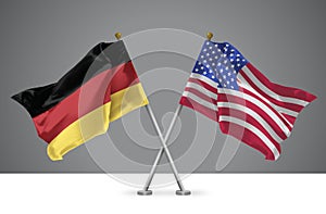 Two Crossed Flags of USA and Germany