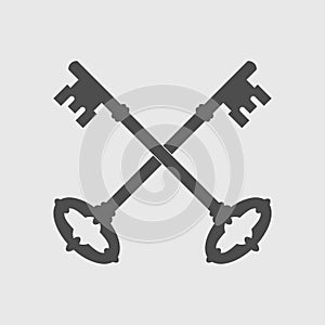 Two crossed keys graphic icon