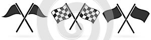 Two crossed racing flags. Vector icons set
