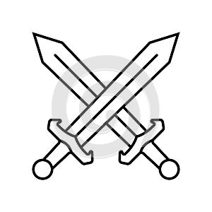 Two crossed swords icon in linear style.
