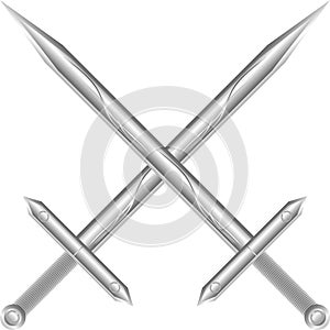 Two crossed swords on white