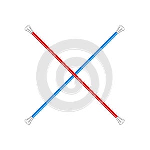 Two crossed twirling batons