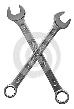 Two crossed wrenches