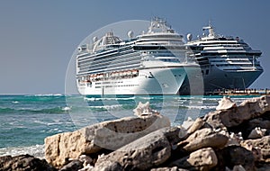 Two Cruise Ships Docked photo