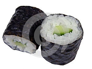 Two cucumber maki rolls