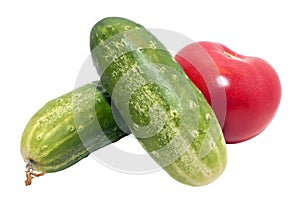 Two cucumber and tomato