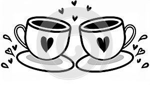 Two cup of tea silhouette flat design Generated image