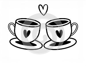 Two cup of tea silhouette flat design Generated image