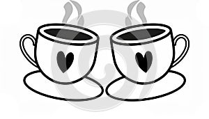 Two cup of tea silhouette flat design Generated image