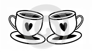 Two cup of tea silhouette flat design Generated image