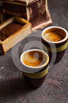 Two cups of Coffee espresso